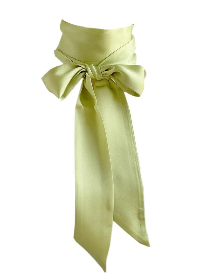 NIDMIDO Apple Green Solid Color Satin Scarf for Women and Girls - Image 1